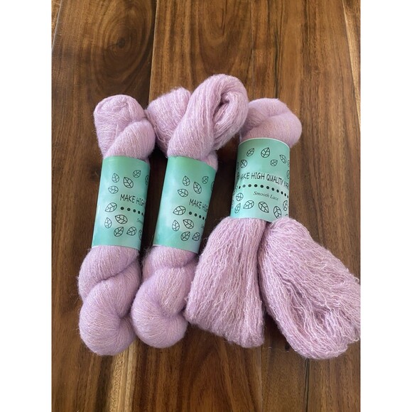 Fancy 3 Skeins Yarn Light Purple Gold Glitter 150g #412 - Picture 1 of 3